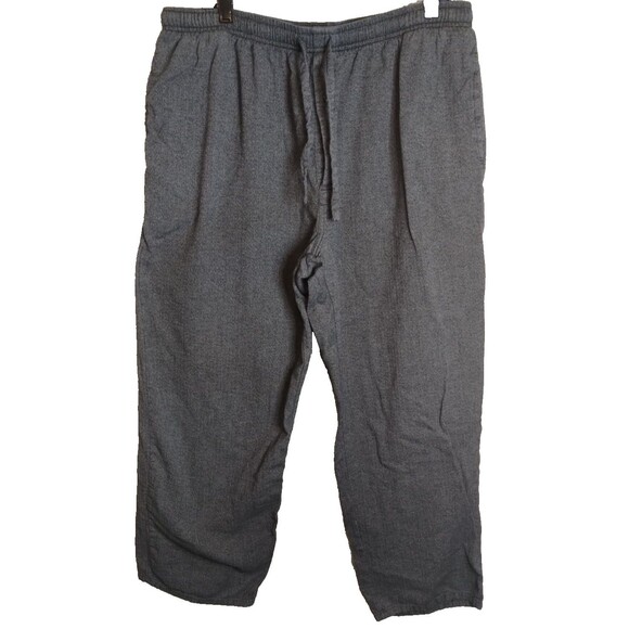Stafford Flannel Pajama Pants Mens Large Gray Sleep Pant Herringbone Regular - Picture 1 of 6